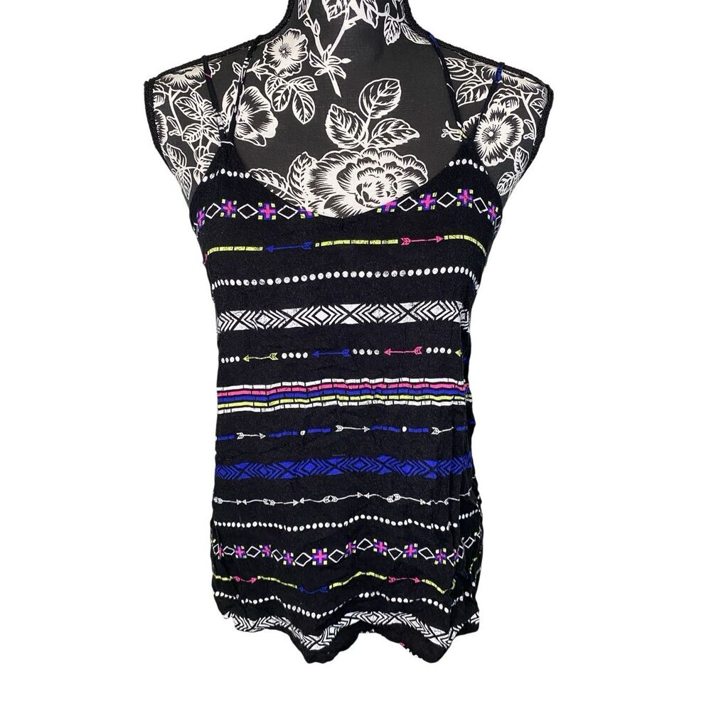 No Boundaries Aztec Tribal Print Cami Tank Festival Y2K Boho Rayon Summer Top